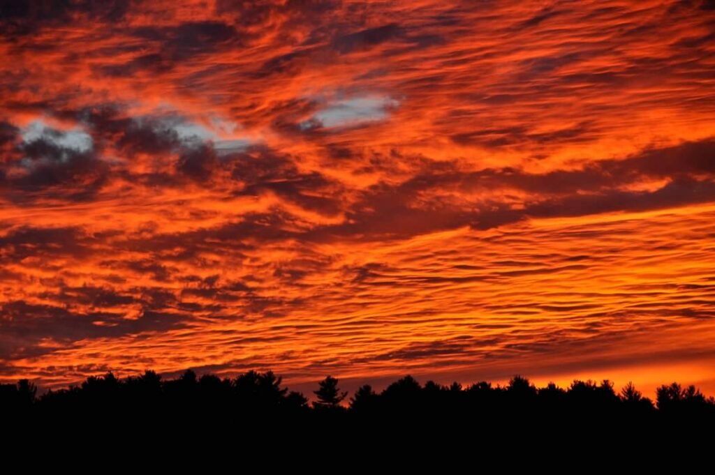 Ominous red clouds over Thomas Pond