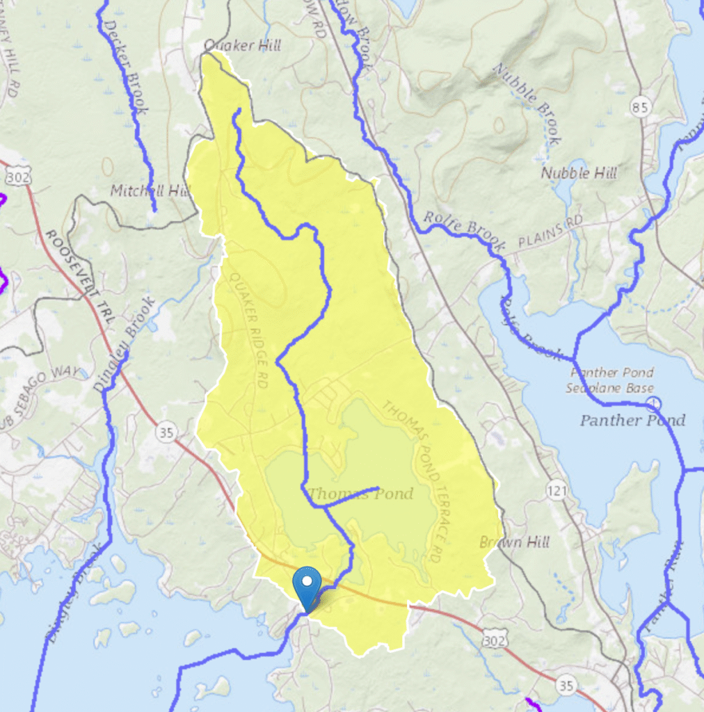 StreamStats overview of Thomas Pond drainage basin